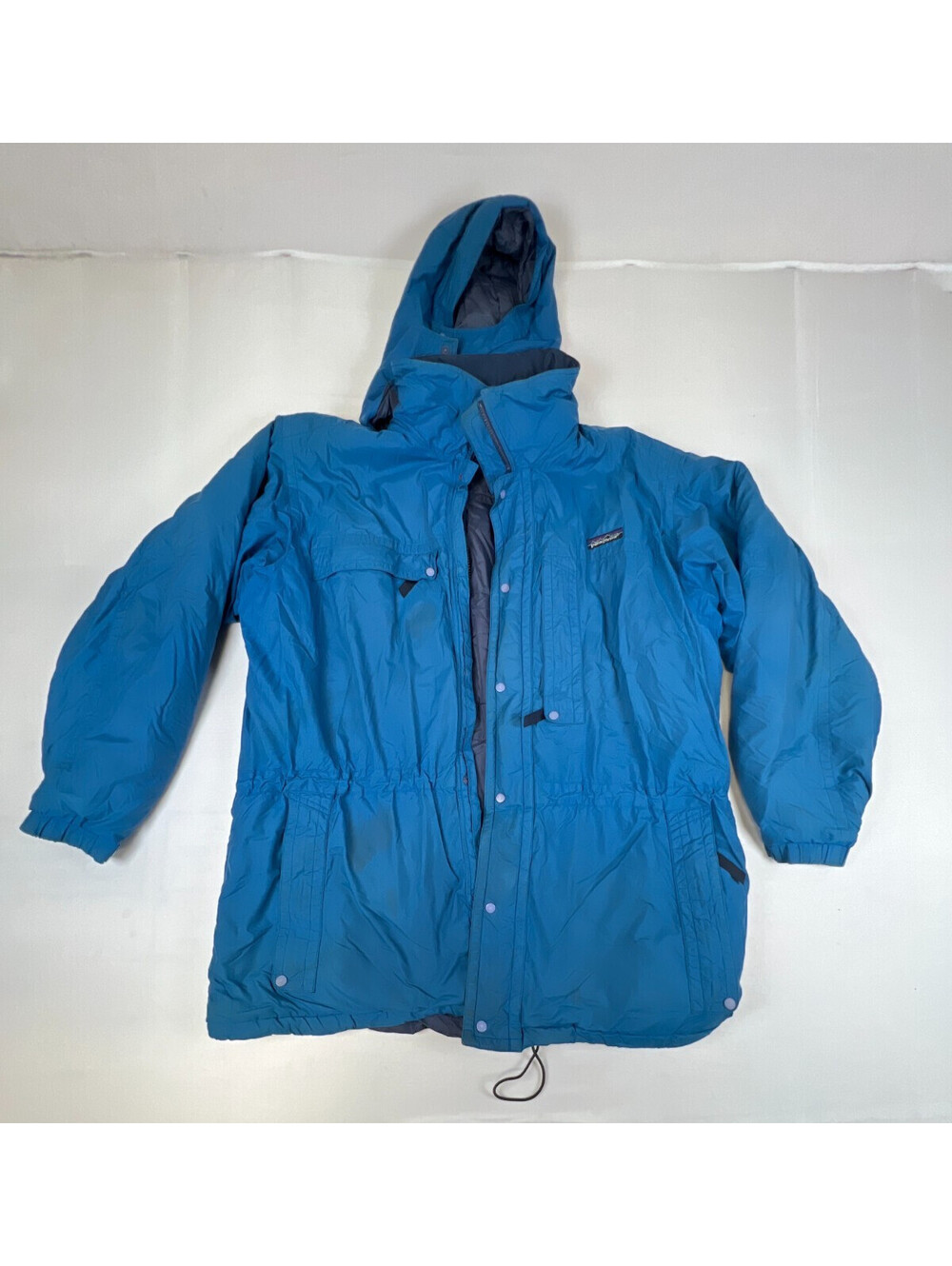 Vintage Patagonia Guide Parka Men's Blue Hooded Winter Jacket Size L